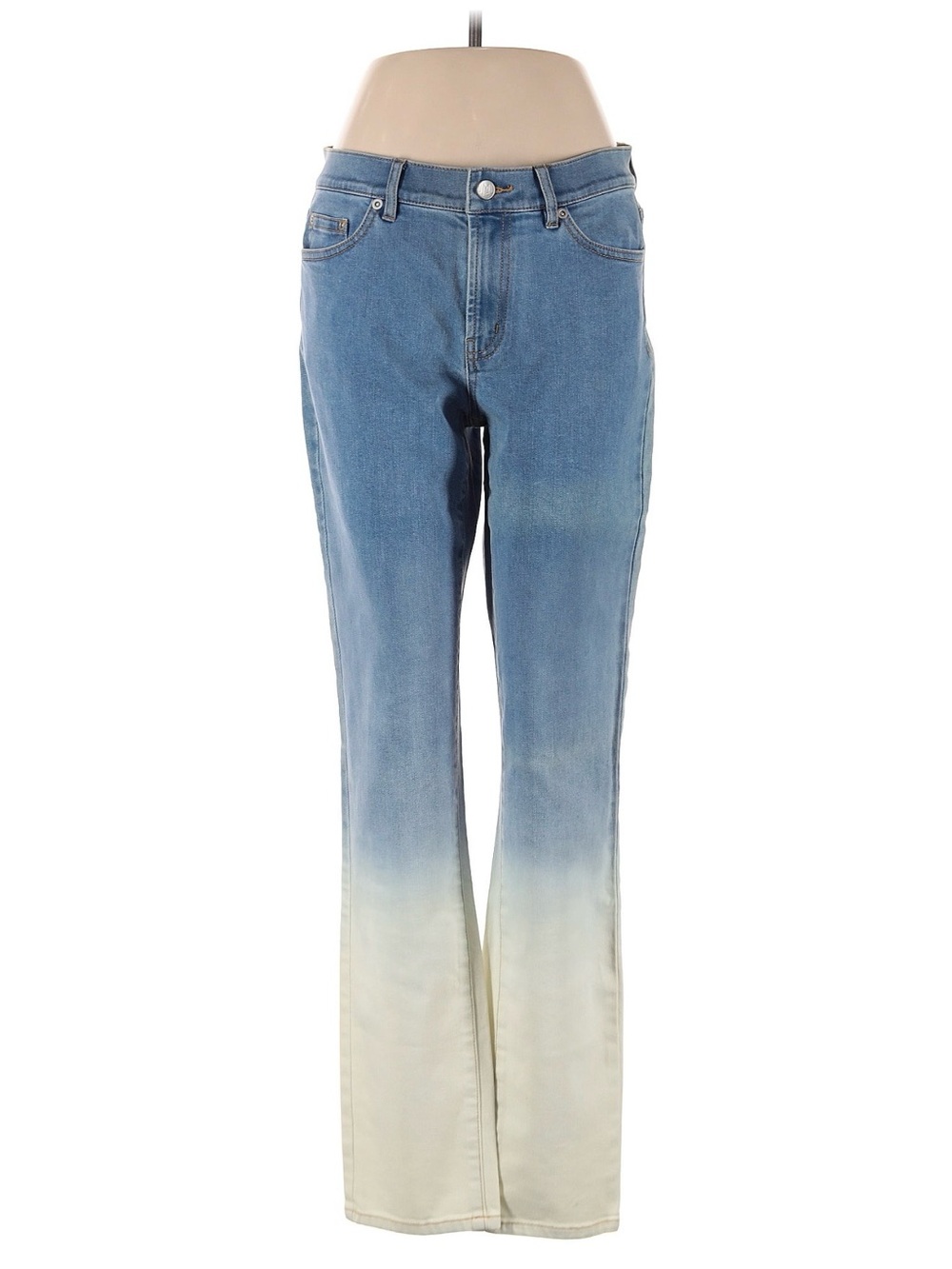 Blue to Cream Ombre Wide-Leg Jeans